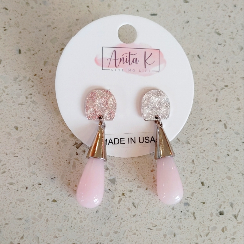 Anita K Pink and Silver Drop Earrings